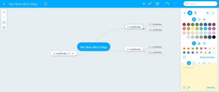 Myšlienkové mapy program Mindmeister